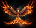 rebirth with burning wings and feathers is a symbol.