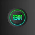 REBOOT power button in vivid electric green and blue colors. 3D effect in vector, jpg and EPS10