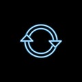 reboot sign icon in neon style. One of web collection icon can be used for UI, UX