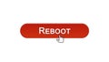 Reboot web interface button clicked with mouse cursor, wine red, site design Royalty Free Stock Photo