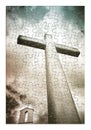 Rebuild or losing our faith - Christian cross concept image in jigsaw puzzle shape