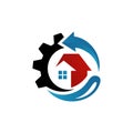 Rebuilding house Restoring Home Repair Logo vector. tools and roof sign. symbol of construction concept Royalty Free Stock Photo