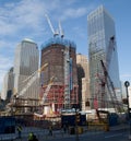 Construction Site of One World Trade Center after 9/11, Wide View with Construction Workers Royalty Free Stock Photo