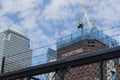 View of One World Trade Center Construction Site through Barbed Fence after 9/11