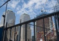 View of One World Trade Center Construction Site through Barbed Fence after 9/11, Wide