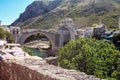 Rebuilt iconic ancient bridge in downtown Mostar