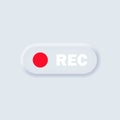 Rec button. Currently recording. Neumorphism style. Vector EPS 10. Isolated on background Royalty Free Stock Photo