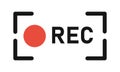 Rec button icon, vector record music and video symbol Royalty Free Stock Photo