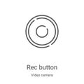 rec button icon vector from video camera collection. Thin line rec button outline icon vector illustration. Linear symbol for use Royalty Free Stock Photo