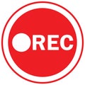 Rec button icon. Video recording button concept. Red Rec button symbol. flat style Royalty Free Stock Photo