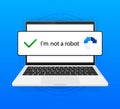 Recaptcha, Im not a robot. Confirmed recaptcha. Im not a robot button. Internet safety concept. Banner for website or Royalty Free Stock Photo