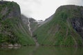 Receding glacier between two steep mountains in Tracy Arm Fjord, Alaska Royalty Free Stock Photo