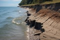 Receding shoreline due to erosion. Nature and environment protection concept