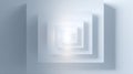 receding square layers with soft shadows, creating a visual tunnel or frame. The muted, cool white and light blue tones convey Royalty Free Stock Photo