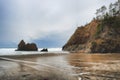 Arcadia Beach under stormy skies on Oregon Coast Royalty Free Stock Photo