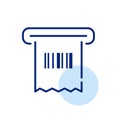 Receipt with barcode printed out. Contactless ATM or payment transaction. Pixel perfect icon Royalty Free Stock Photo