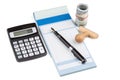 Receipt Book Fountain Pen and calculator Royalty Free Stock Photo