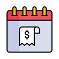 Receipt on calendar denoting concept icon of bill paying, ready to use vector