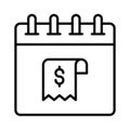 Receipt on calendar denoting concept icon of bill paying, ready to use vector