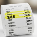 Are neatly listed, with the word SALE prominently emphasized in yellow Royalty Free Stock Photo
