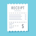 Receipt icon. Flat design. Vector illustration. Financial account, bill invoice. Bank document icon for business website