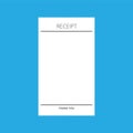 Receipt paper template on blue background