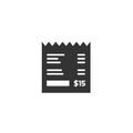 Receipt vector icon, invoice illustration, paper bill cheque black