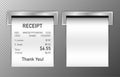 Receipts mini of realistic payment paper bills for cash or credit card transaction on transparent background. Issuance