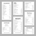 Receipts printed bills. Checks receipt print bill amount buy choice paper check cost cash retail price purchase document Royalty Free Stock Photo