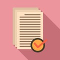 Receive approved documents icon, flat style