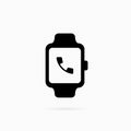 Receive calling on smartwatch icon. Calling on smartwatch. Smart watch incoming call vibration. Smartwatch showing handset call.