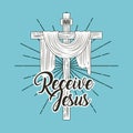 Receive jesus sacred cross religion symbol