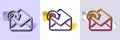 Receive Mail download line icon. Incoming Messages correspondence sign. Halftone dotted pattern. Vector