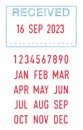 Received and dates ink stamp