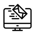 Received letter to computer icon vector outline illustration