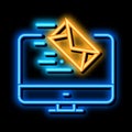 received letter to computer neon glow icon illustration