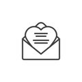 Received love letter line icon