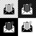 Received message concept. Envelope icon isolated on black, white and transparent background. New, email incoming message Royalty Free Stock Photo