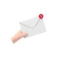 Received message concept. New,email incoming message,sms. Mail delivery service. Envelope in hand. receive mail.