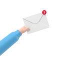 Received message concept. New,email incoming message,sms. Mail delivery service. Envelope in hand. receive mail.