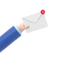 Received message concept. New,email incoming message,sms. Mail delivery service. Envelope in hand. receive mail.