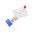 Received message concept. New,email incoming message,sms. Mail delivery service. Envelope in hand. receive mail.
