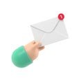 Received message concept. New,email incoming message,sms. Mail delivery service. Envelope in hand.