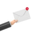 Received message concept. New,email incoming message,sms. Mail delivery service. Envelope in hand.