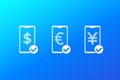 Received payments, money icons, vector Royalty Free Stock Photo