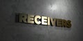 Receivers - Gold text on black background - 3D rendered royalty free stock picture