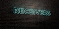 RECEIVERS -Realistic Neon Sign on Brick Wall background - 3D rendered royalty free stock image