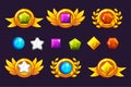 Receiving achievement Awards coin and Gems set, different Awards. For game, user interface, banner, application