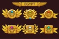 Receiving the cartoon game achievement. Egyptian awards with scarab symbol. For game, user interface, banner Royalty Free Stock Photo