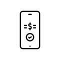 Black line icon for Receiving, money and cash
